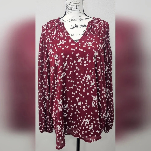 Dokotoo Tops - Dokotoo Women's Casual V Neck Alicia Smocked Long Sleeve Chiffon Blouse Size 2XL